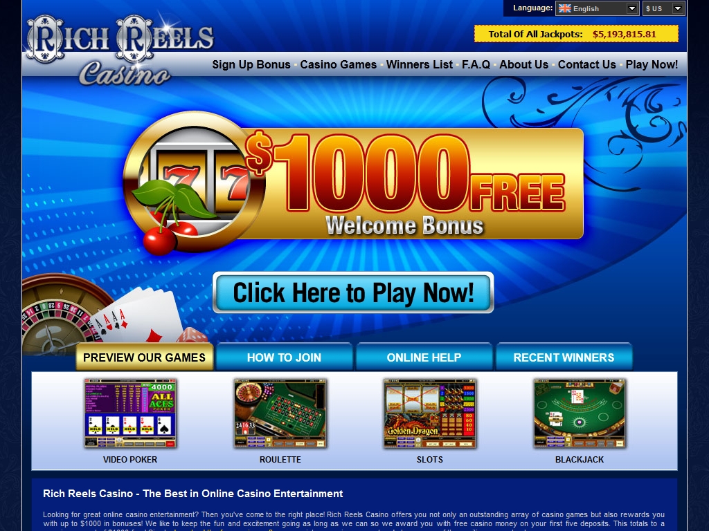 Rich Reels Casino Review 2024 & Ratings ⇒ Sign Up Online & Get Bonus