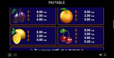 5 Great Star: Payout table