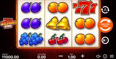 777 Sizzling Wins: 5 lines: Slot machine