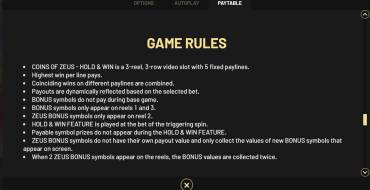 Coins of Zeus — Hold&Win: Rules