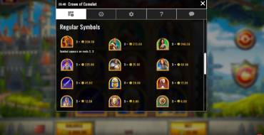 Crown of Camelot: Paying combinations of symbols