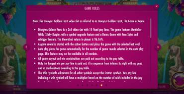 Dionysus Golden Feast: Rules of the game