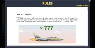 F777 Fighter: Rules