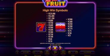 Hot Hot Fruit: Paytable