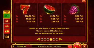 Hot Slot: 777 Coins: Payout table