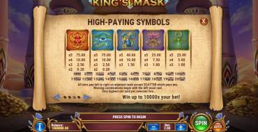 King's Mask: Paytable