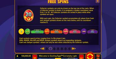 Sizzling Eggs Extremely Light: Free spins and/or respins