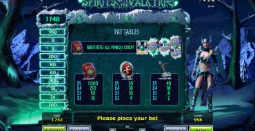 Spirits of the Valkyrie: Payout table