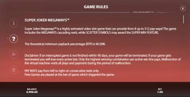 Super Joker Megaways: Rules