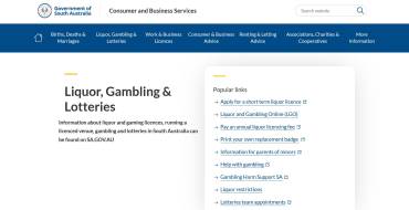 Consumer and Business Services: Section "Liquor, Gambling & Lotteries"